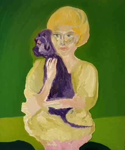 Green and purple dog